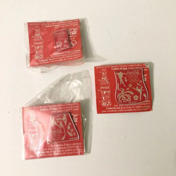Lot  of 3 Sochi Olympic Games 2014 Pins Coca Cola Bottle Pieces - Picture 10 of 11